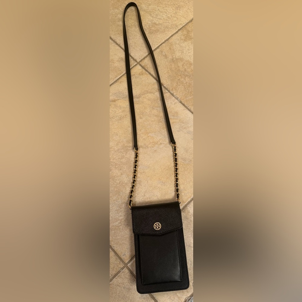 Tory Burch Robinson Phone Crossbody black leather